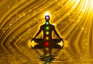 chakras, gold background